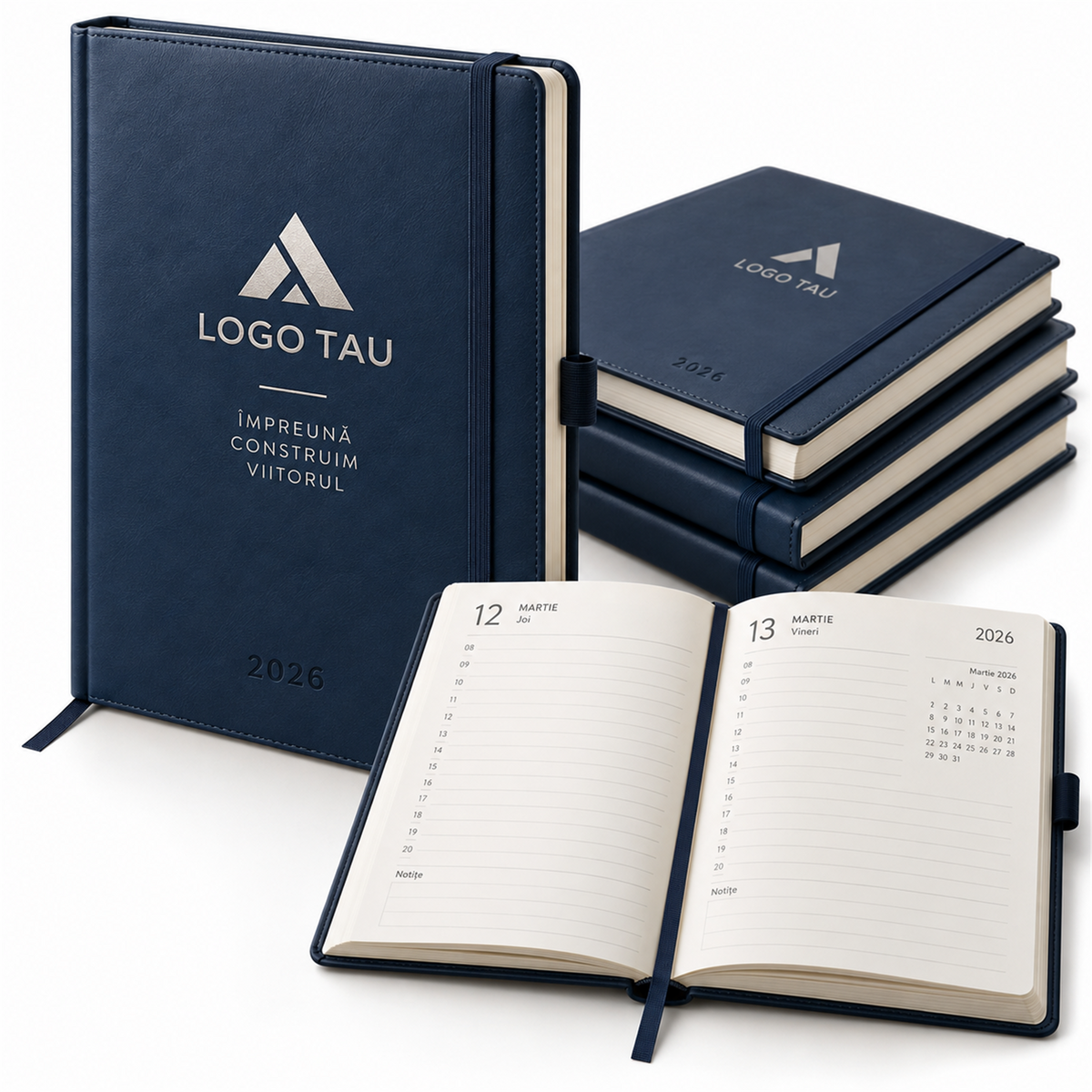 Agendă personalizată cu logo pentru firme – exemplu de personalizare