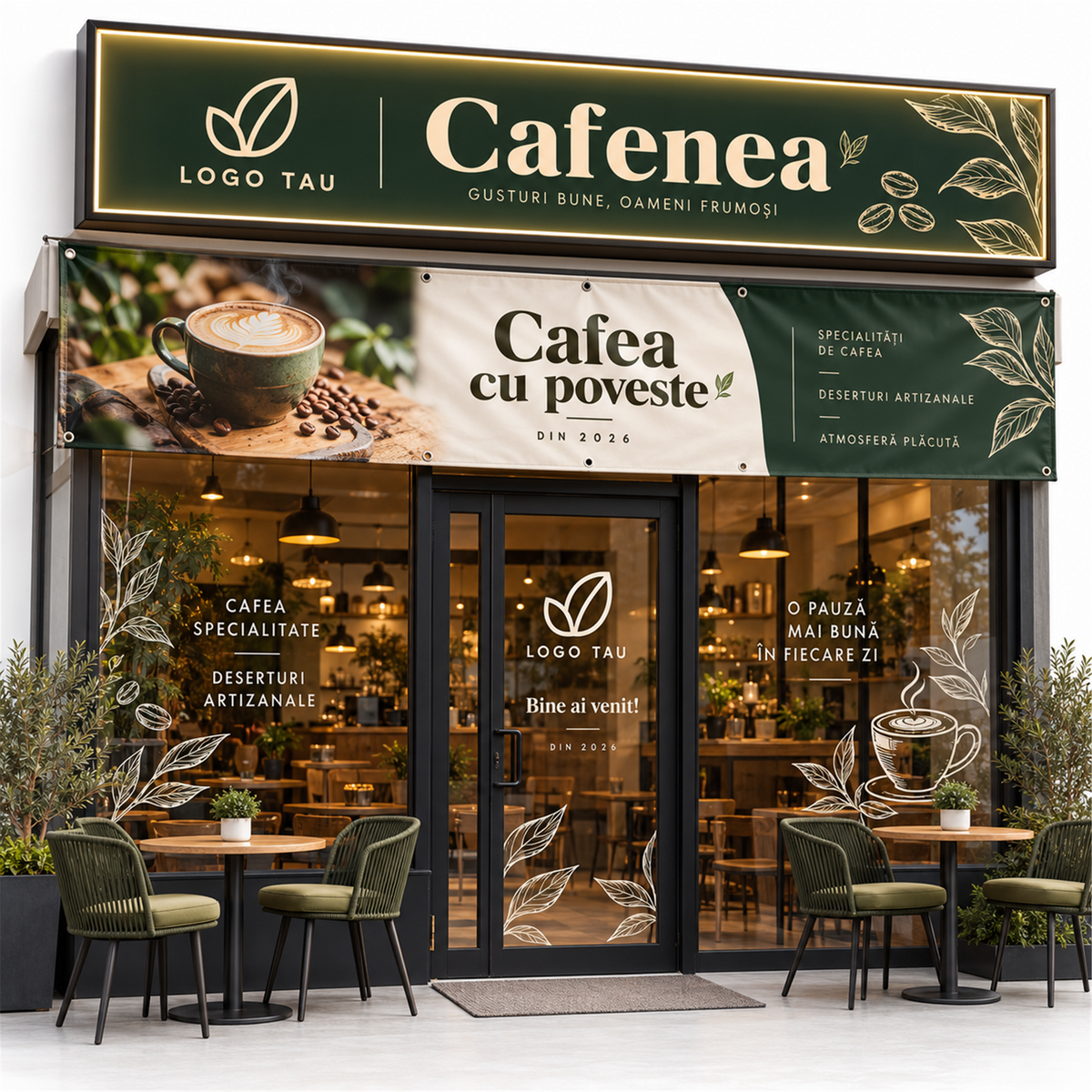 Amenajare cafenea: exterior (calculator de preț) – exemplu de personalizare