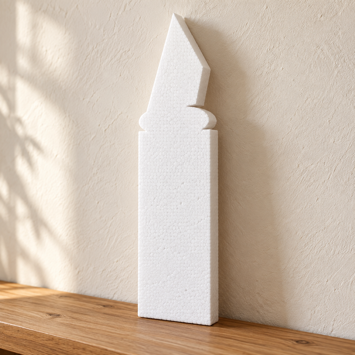 Lumânare simbolică decorativă — model 01 din polistiren alb de 5 cm — machetă ilustrativă