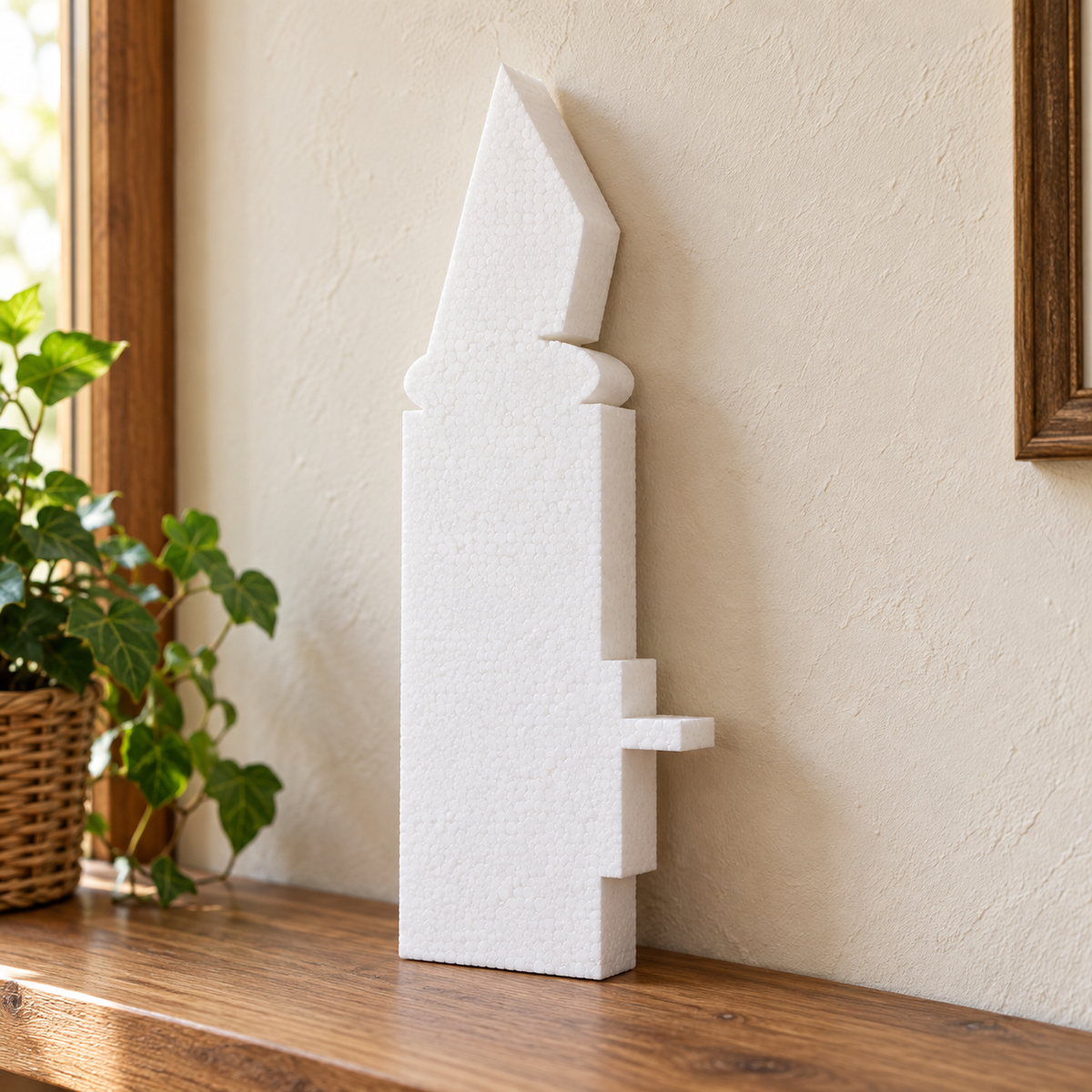 Lumânare simbolică decorativă — model 03 din polistiren alb de 5 cm — machetă ilustrativă