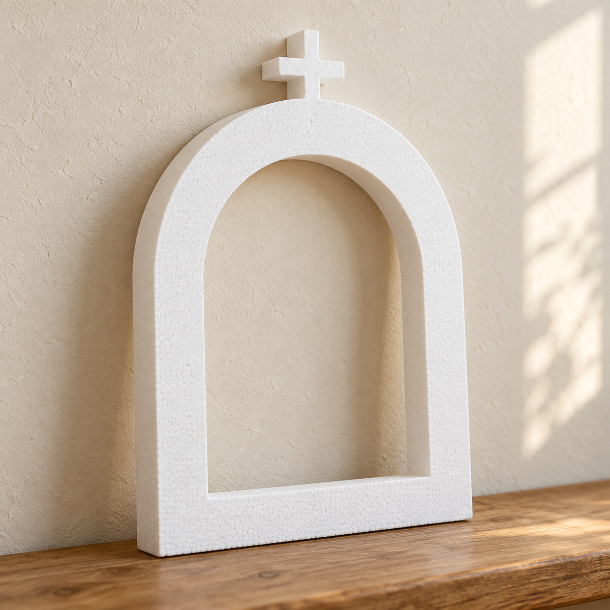 Ramă arcadă religioasă — model 02 din polistiren alb de 5 cm — machetă ilustrativă