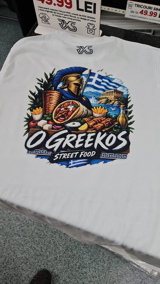 Tricou O Greekos cu logo pe spate realizat la RXS DESIGN