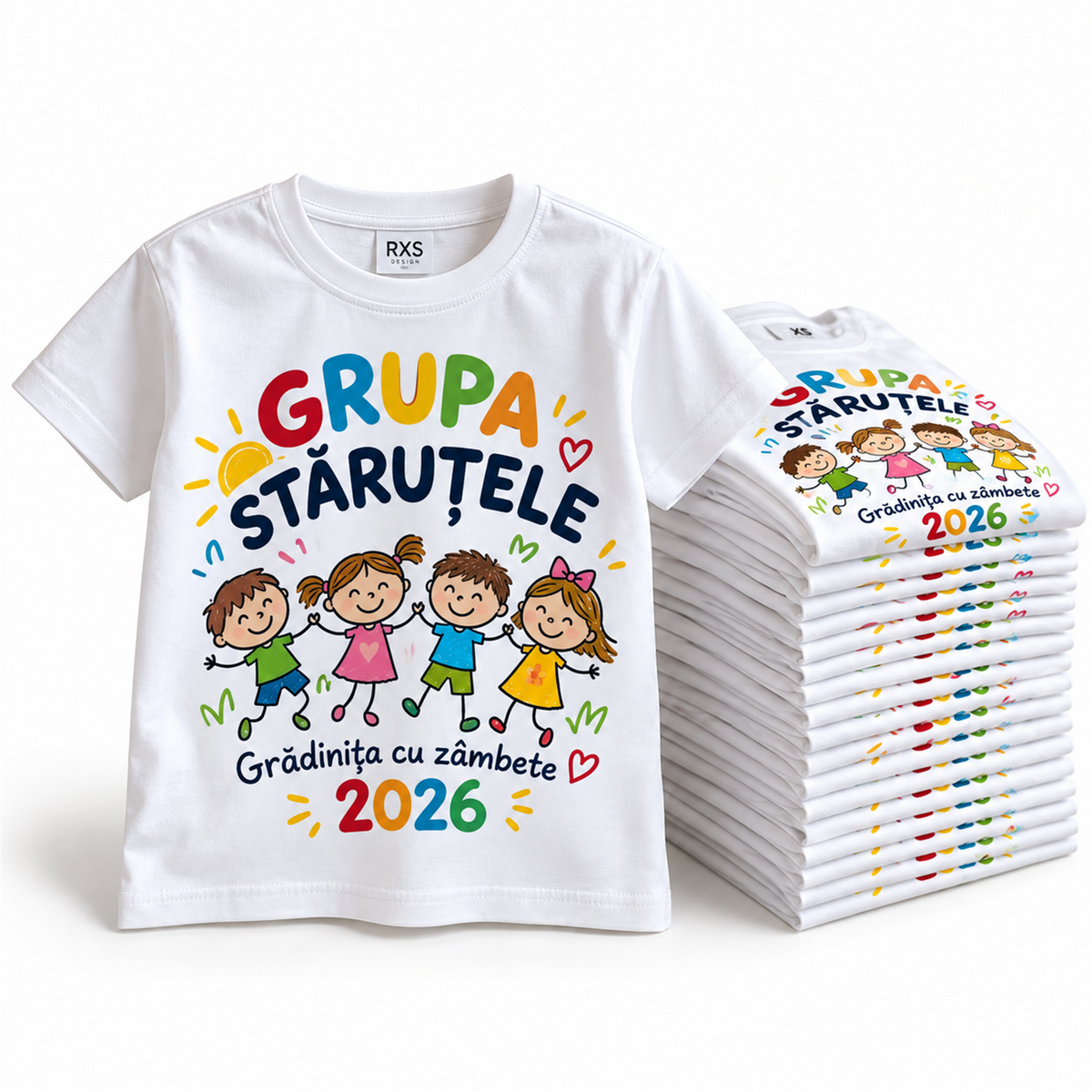 Set 20 tricouri pentru grupa de la grădiniță – exemplu de personalizare