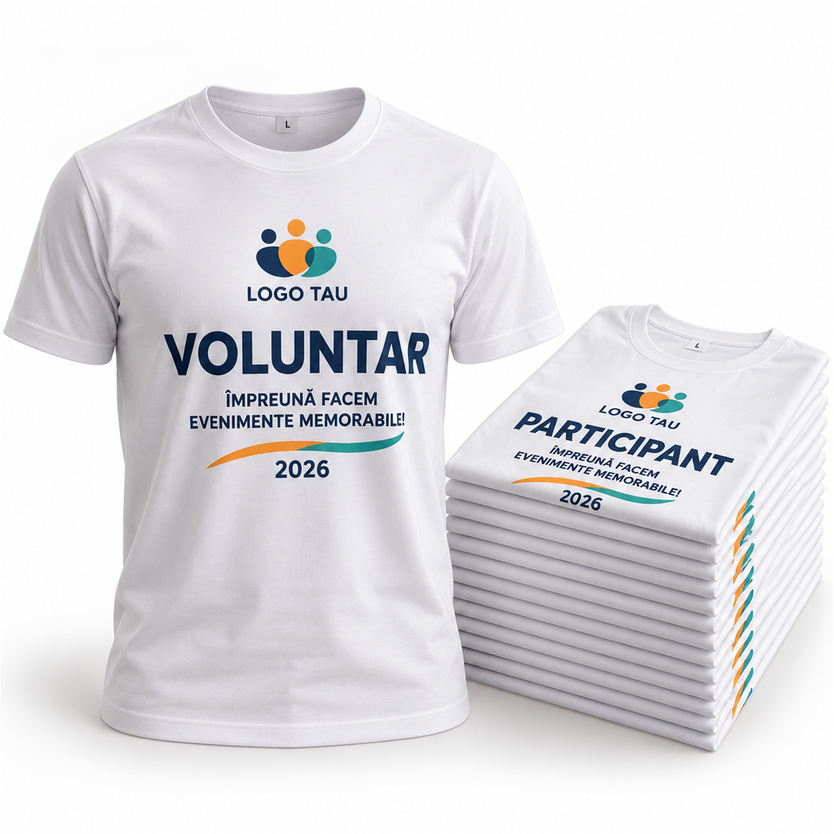 Set 20 tricouri pentru participanți și voluntari – exemplu de personalizare