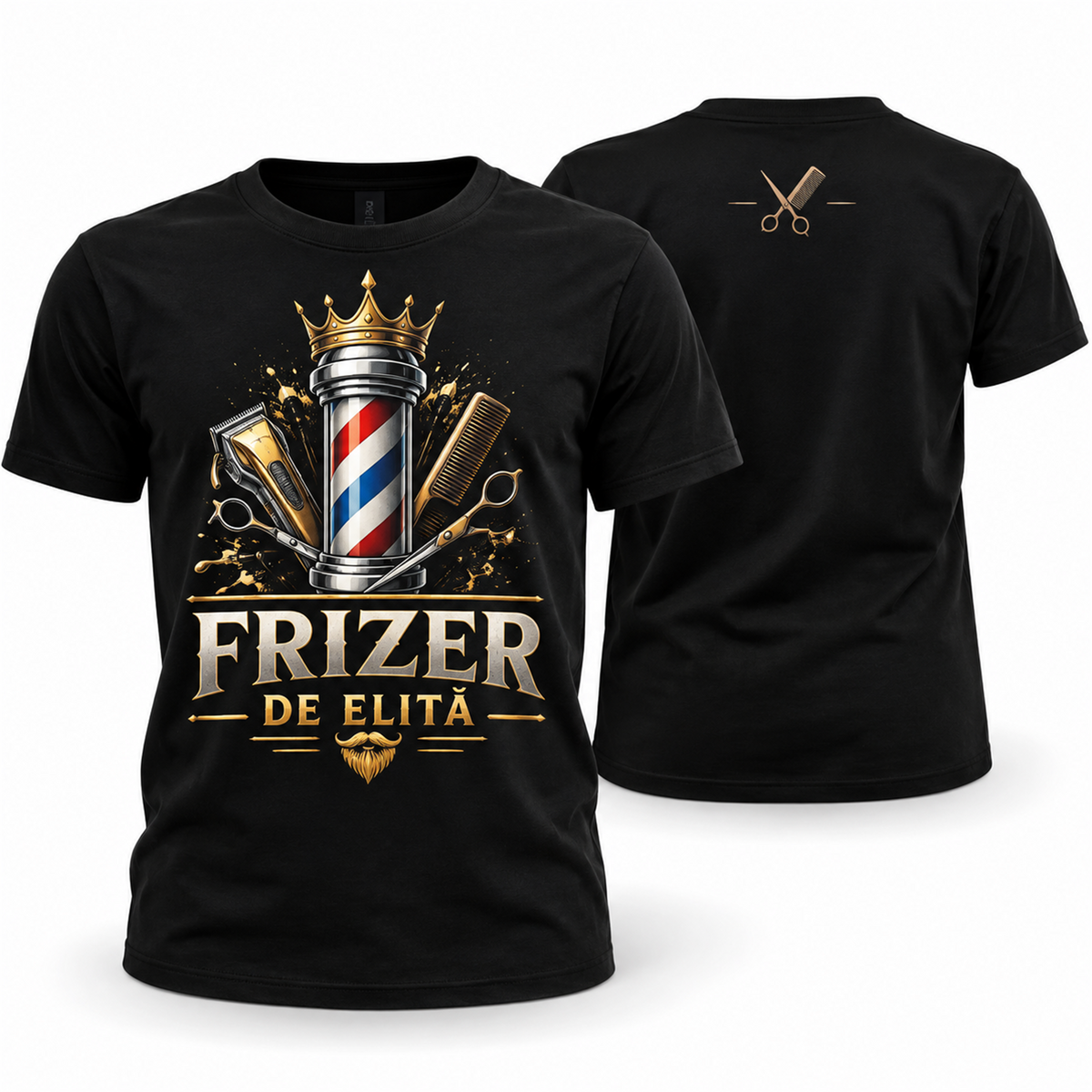 Tricou pentru frizeri „Frizer de elită” – exemplu de personalizare