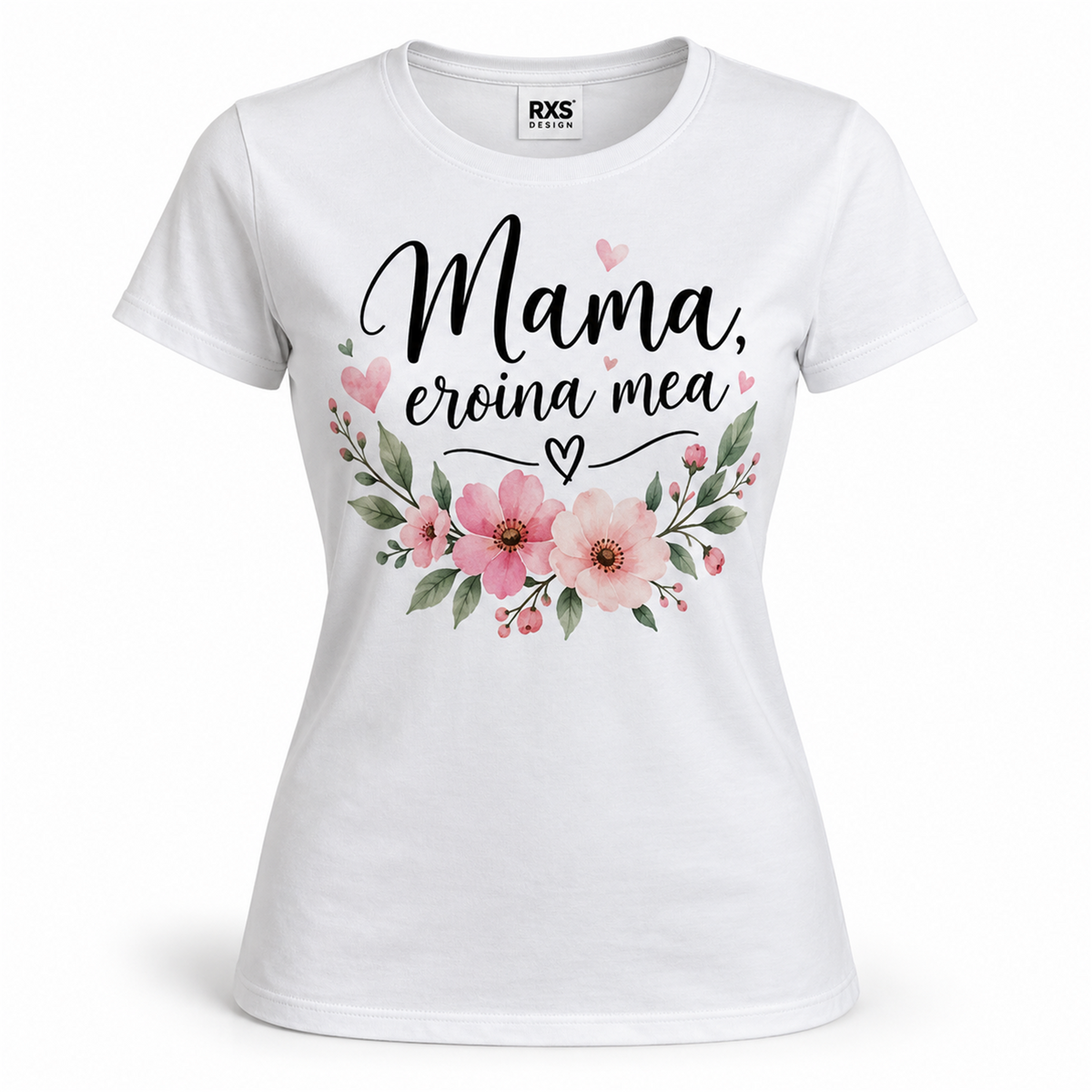 Tricou „Mama, eroina mea” – exemplu de personalizare