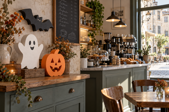 Ilustrație pentru articol: Decor Halloween pentru o cafenea: trei compoziții și bugetul pieselor