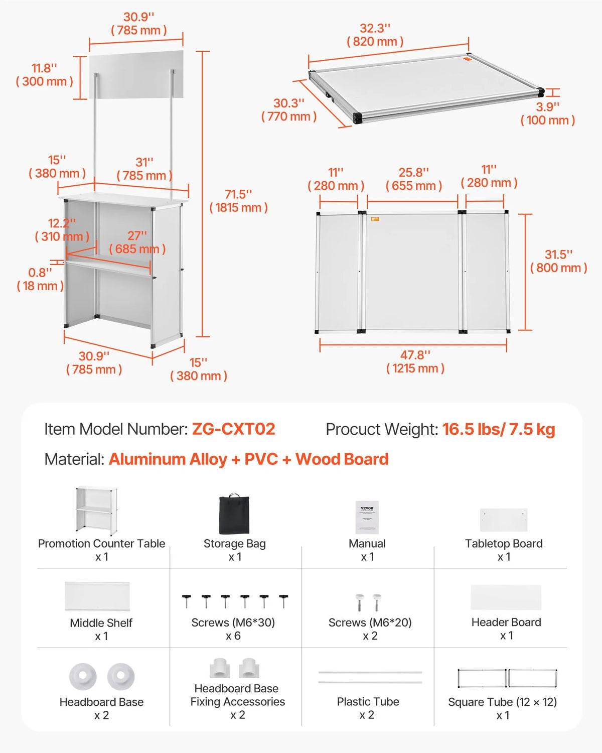 Podium pop-up înalt cu logo inclus, 78,5 × 38 × 181,5 cm