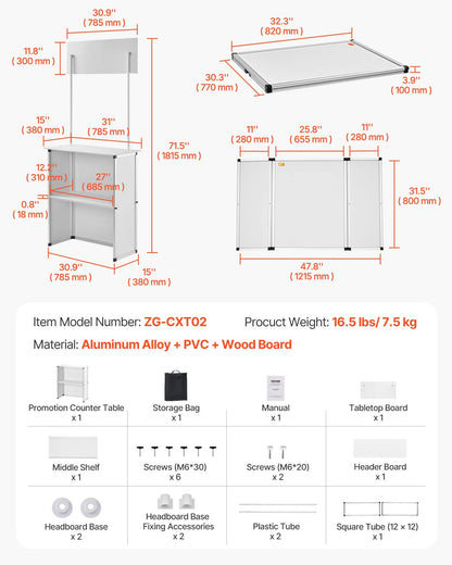 Podium pop-up înalt cu logo inclus, 78,5 × 38 × 181,5 cm