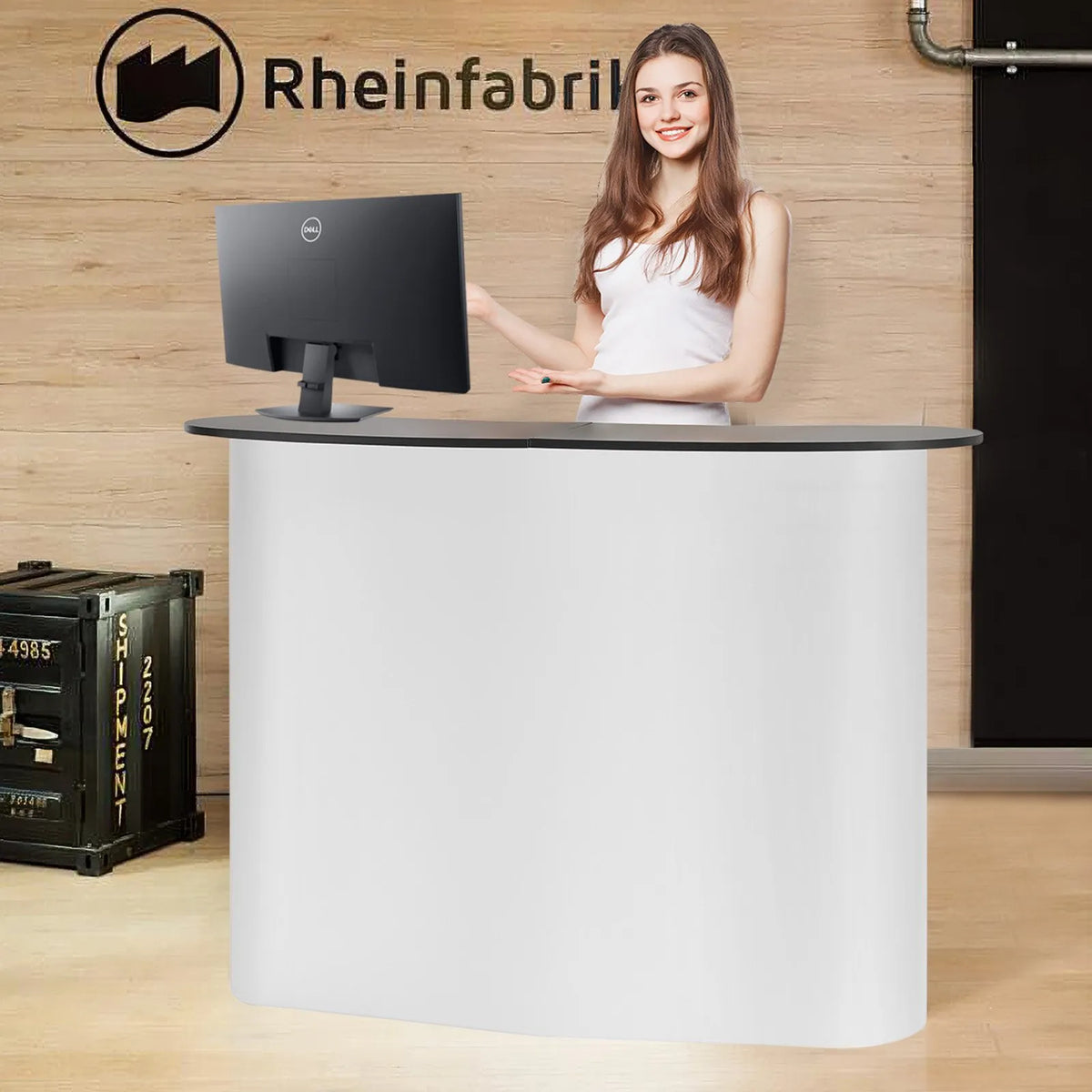 Podium pop-up pentru expoziții cu logo inclus, 130 × 46,5 × 95 cm