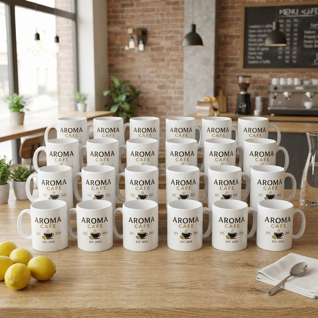 Set 24 căni personalizate cu logo pentru cafenele și restaurante