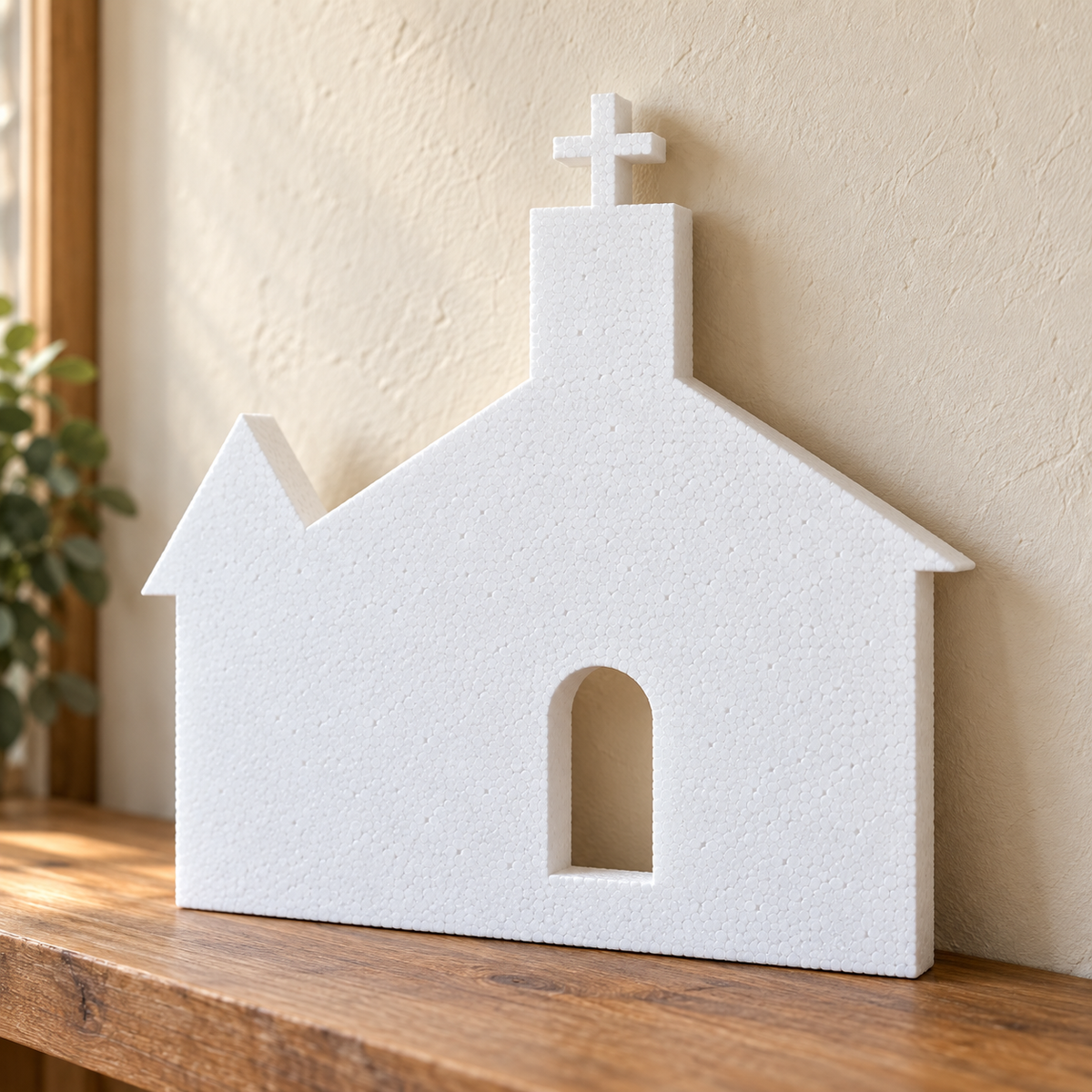 Biserică decorativă — model 02 din polistiren alb de 5 cm — machetă ilustrativă
