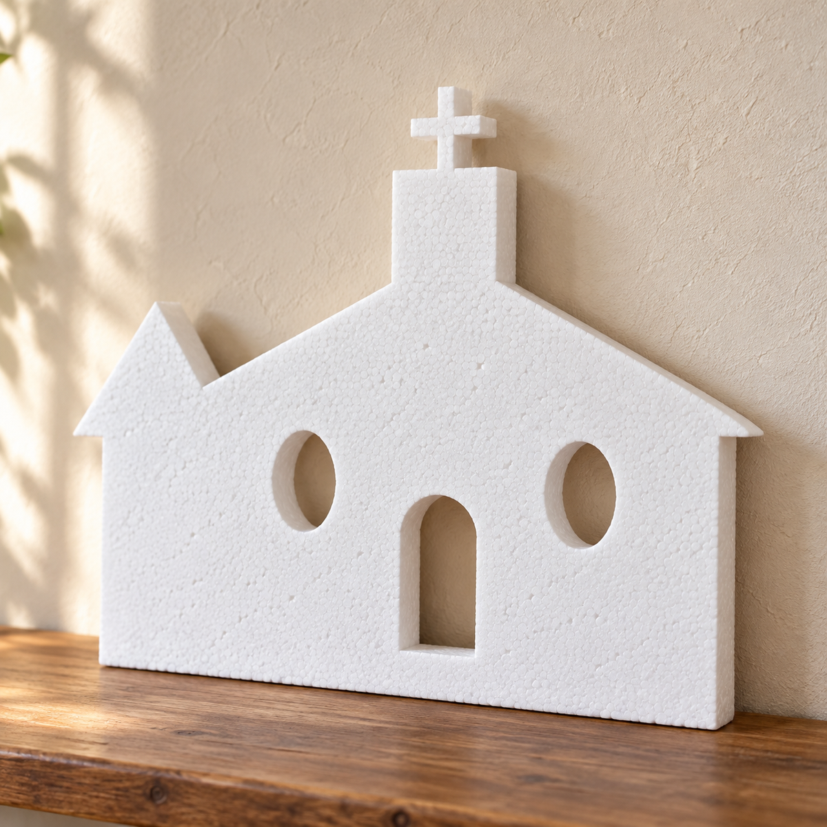 Biserică decorativă — model 04 din polistiren alb de 5 cm — machetă ilustrativă