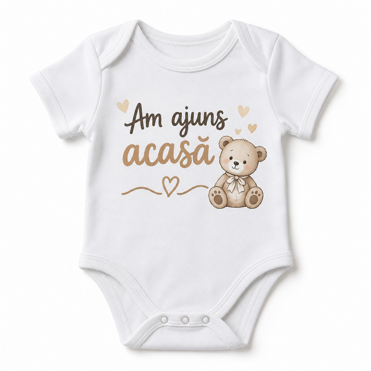 Body bebe „Am ajuns acasă” – exemplu de personalizare