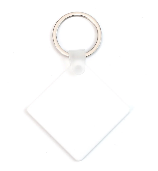 breloc plastic patrat personalizat alb