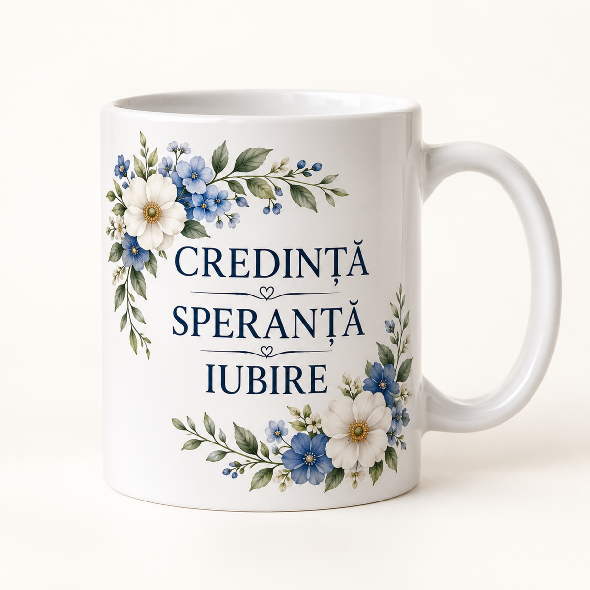 Cană cu citat biblic personalizată – exemplu de personalizare