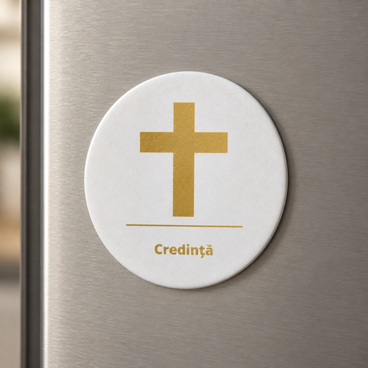 Magnet religios rotund 6,5 cm — Credință — credinta