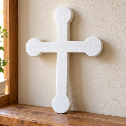 Cruce decorativă — model 02 din polistiren alb de 5 cm — machetă ilustrativă