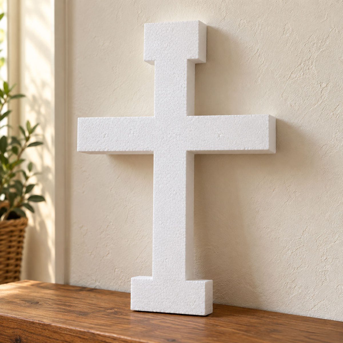 Cruce decorativă — model 03 din polistiren alb de 5 cm — machetă ilustrativă
