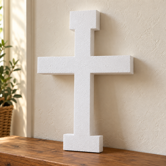 Cruce decorativă — model 03 din polistiren alb de 5 cm — machetă ilustrativă