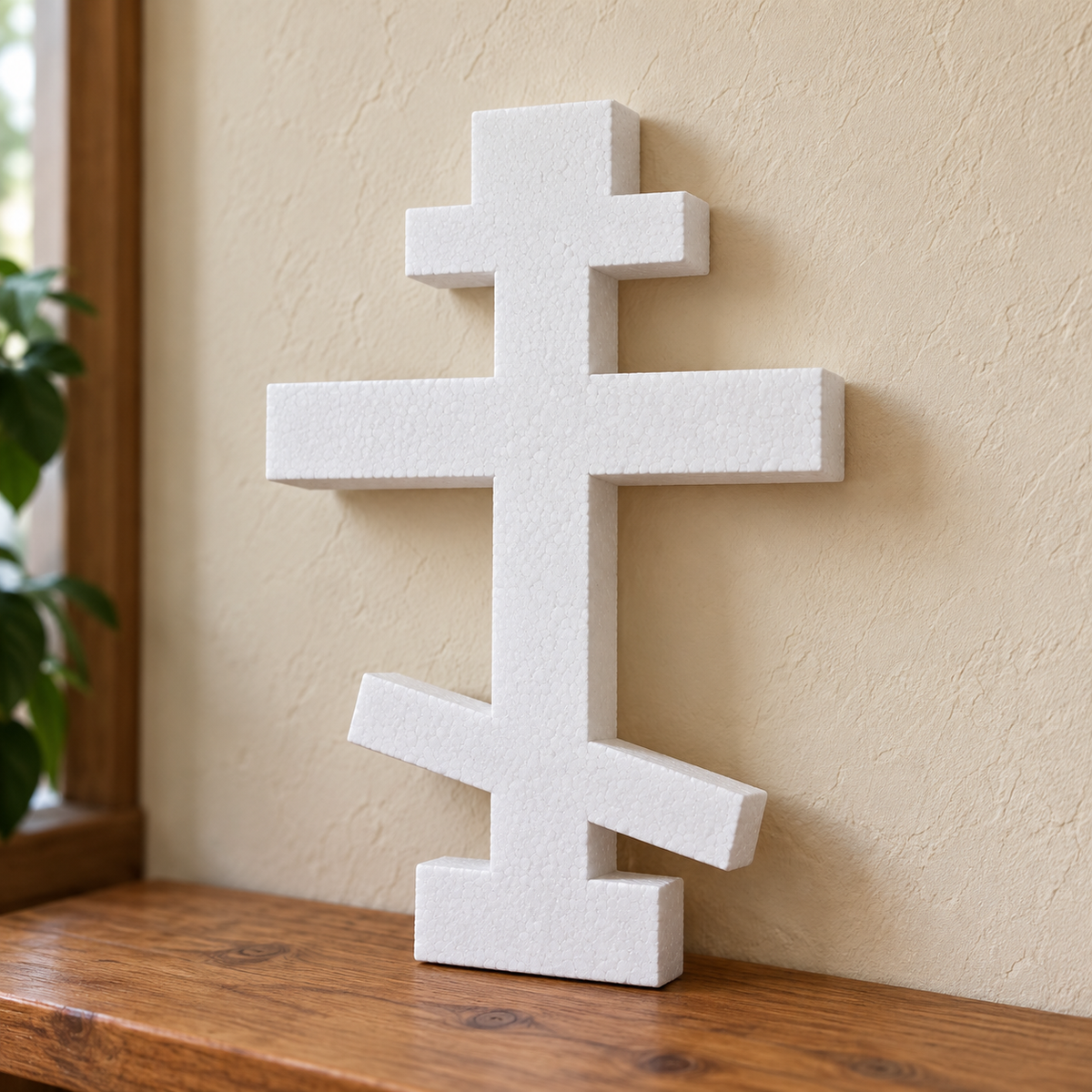 Cruce ortodoxă — model 03 din polistiren alb de 5 cm — machetă ilustrativă