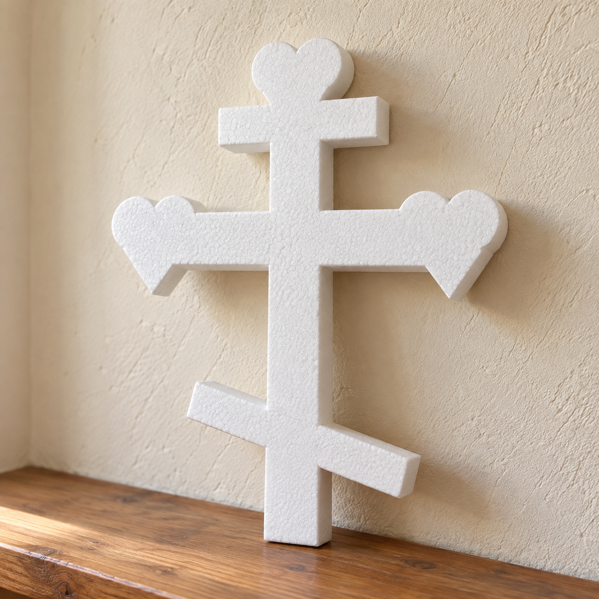 Cruce ortodoxă — model 04 din polistiren alb de 5 cm — machetă ilustrativă