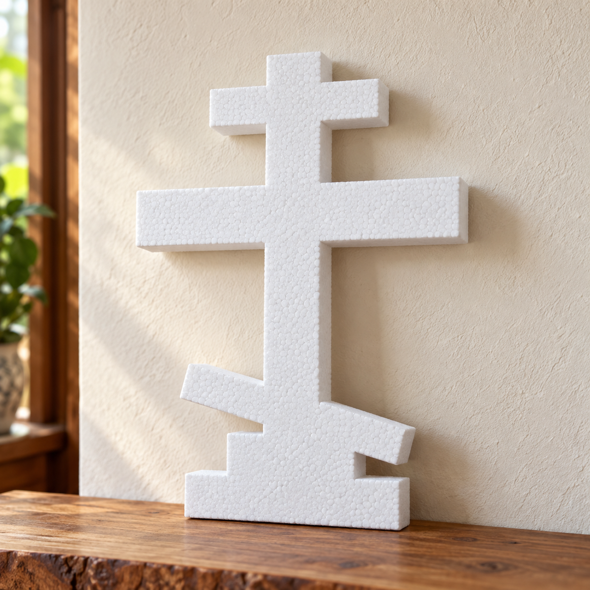 Cruce ortodoxă — model 05 din polistiren alb de 5 cm — machetă ilustrativă