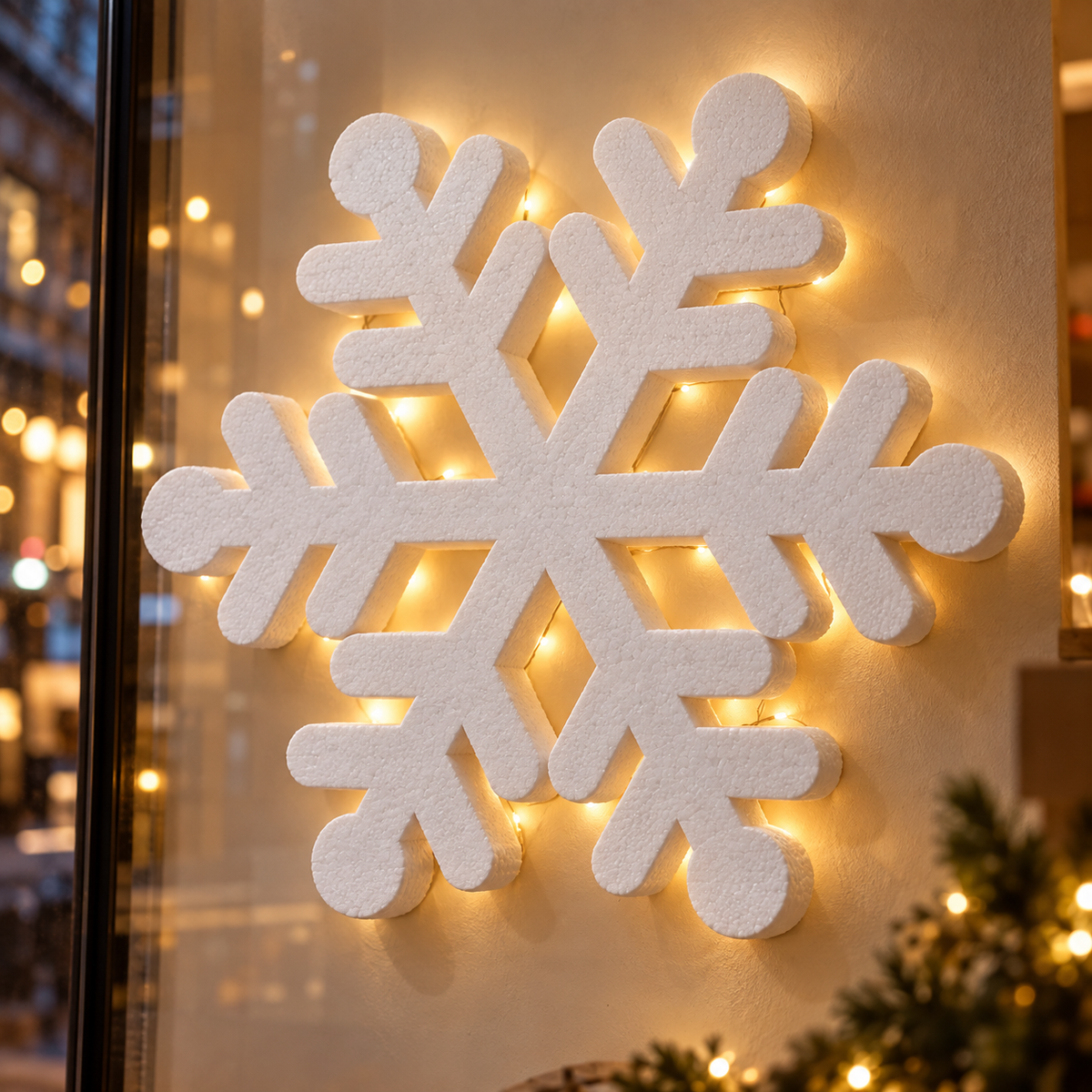 Fulg cristal din polistiren alb – luminile nu sunt incluse.