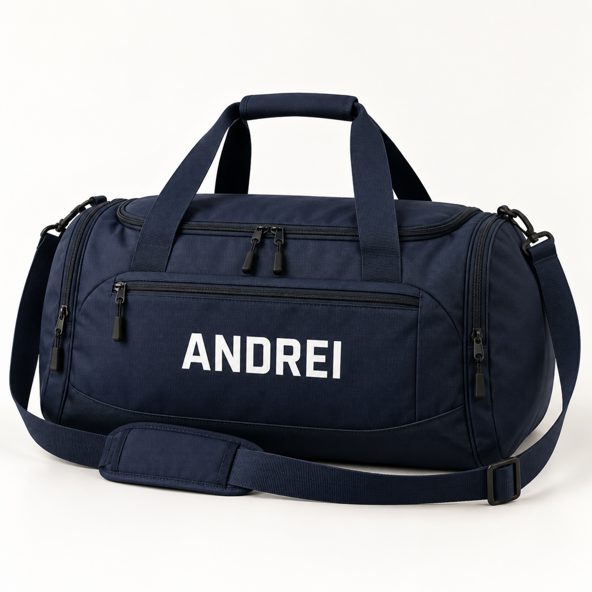 Geantă sport personalizată cu nume – exemplu de personalizare