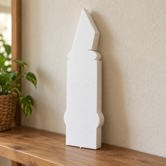 Lumânare simbolică decorativă — model 04 din polistiren alb de 5 cm — machetă ilustrativă