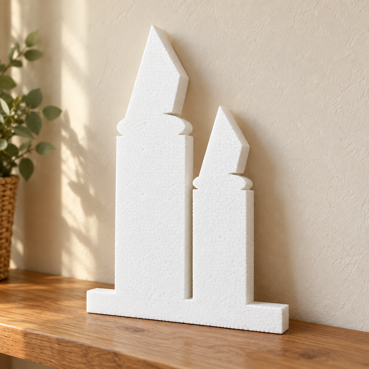 Lumânare simbolică decorativă — model 05 din polistiren alb de 5 cm — machetă ilustrativă