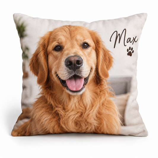 Pernă personalizată cu poza animalului de companie – exemplu de personalizare
