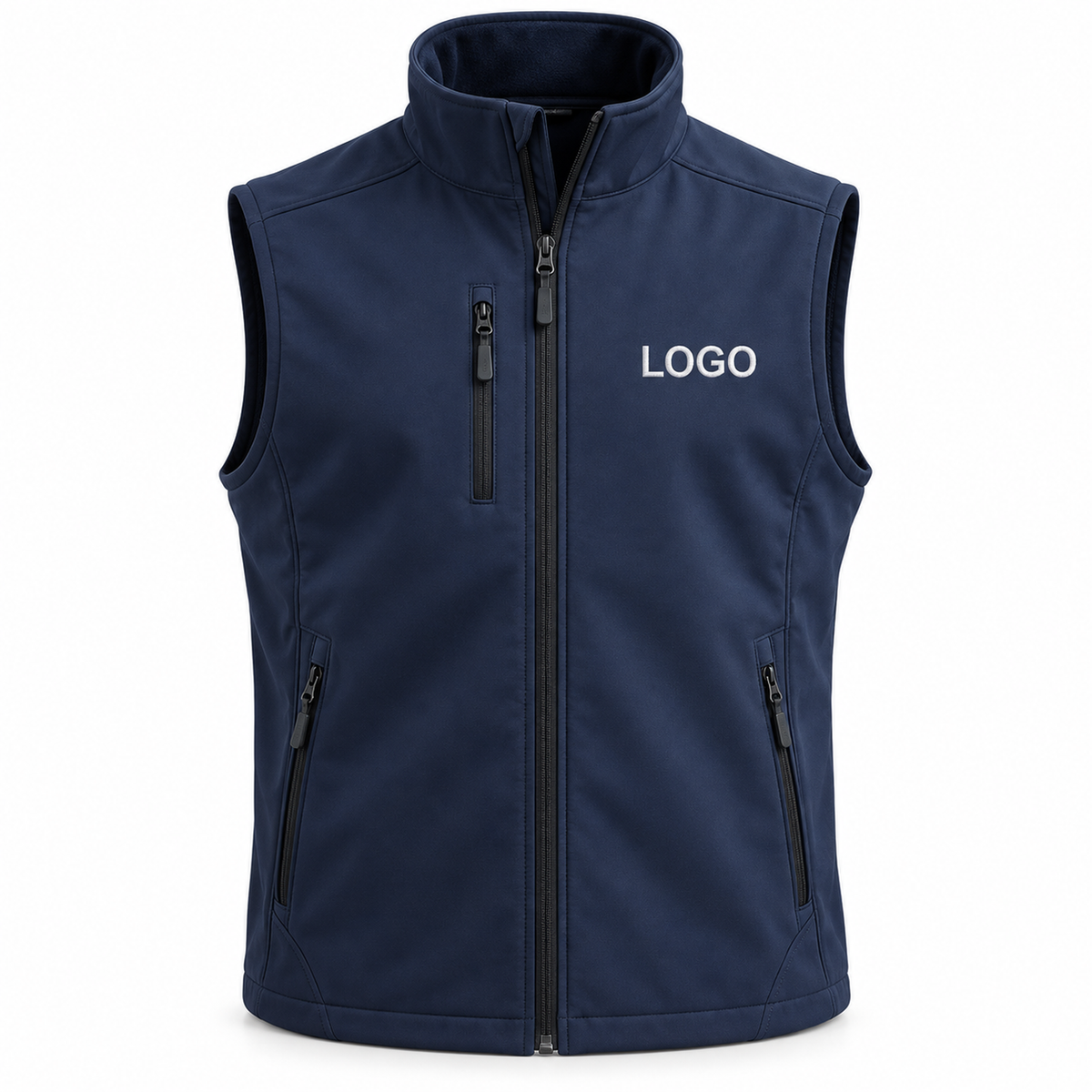 Vestă softshell cu logo brodat — exemplu de personalizare