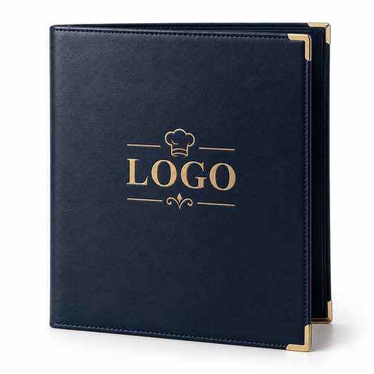 Mapă de meniu personalizată cu logo — exemplu de personalizare