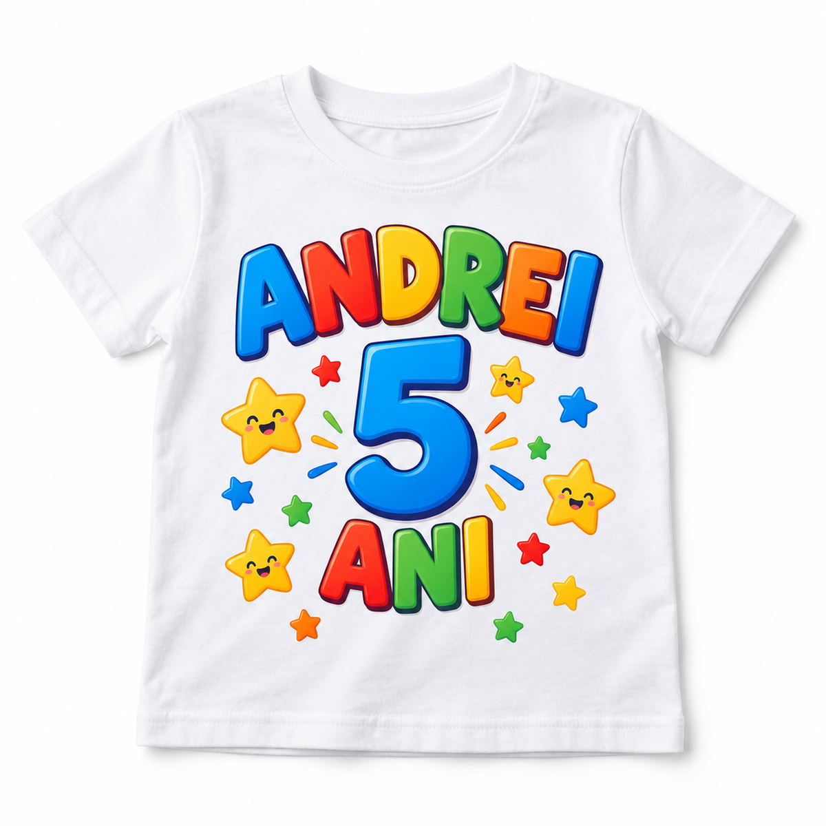 Tricou aniversare personalizat pentru copii — exemplu de personalizare