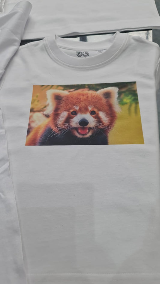 Tricou cu imagine panda rosu realizat la RXS DESIGN