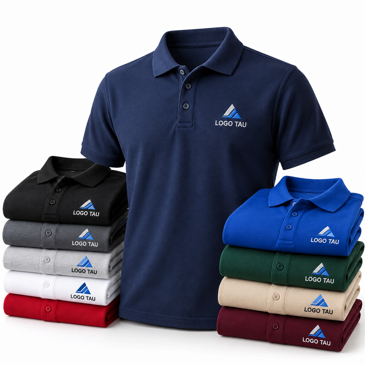 Set 10 tricouri polo brodate cu logo – exemplu de personalizare