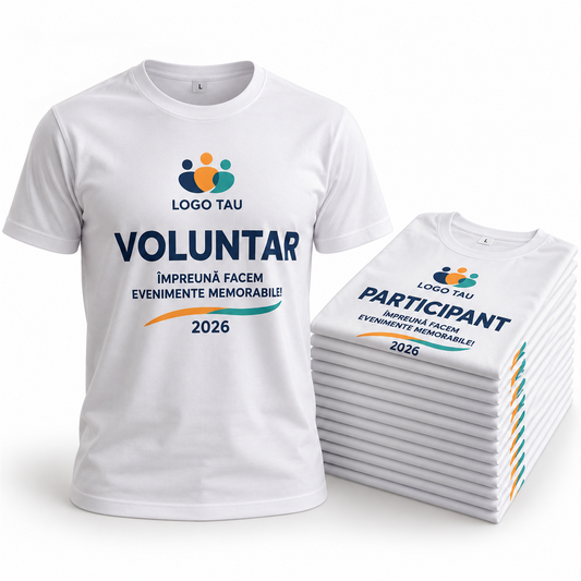 Set 20 tricouri pentru participanți și voluntari – exemplu de personalizare