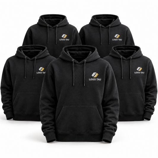 Set 5 hanorace de echipă cu logo brodat – exemplu de personalizare