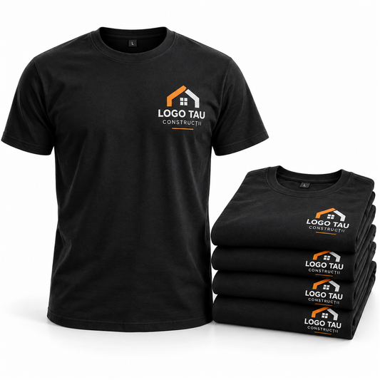 Set 5 tricouri de lucru cu logo pentru echipe din construcții – exemplu de personalizare