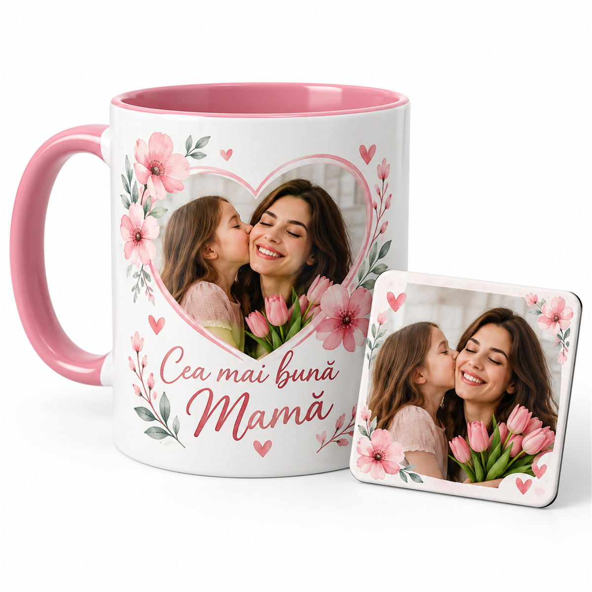 Set cadou 8 Martie: cană personalizată și magnet foto – exemplu de personalizare