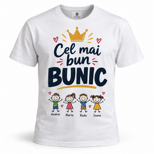 Tricou „Cel mai bun bunic” – exemplu de personalizare