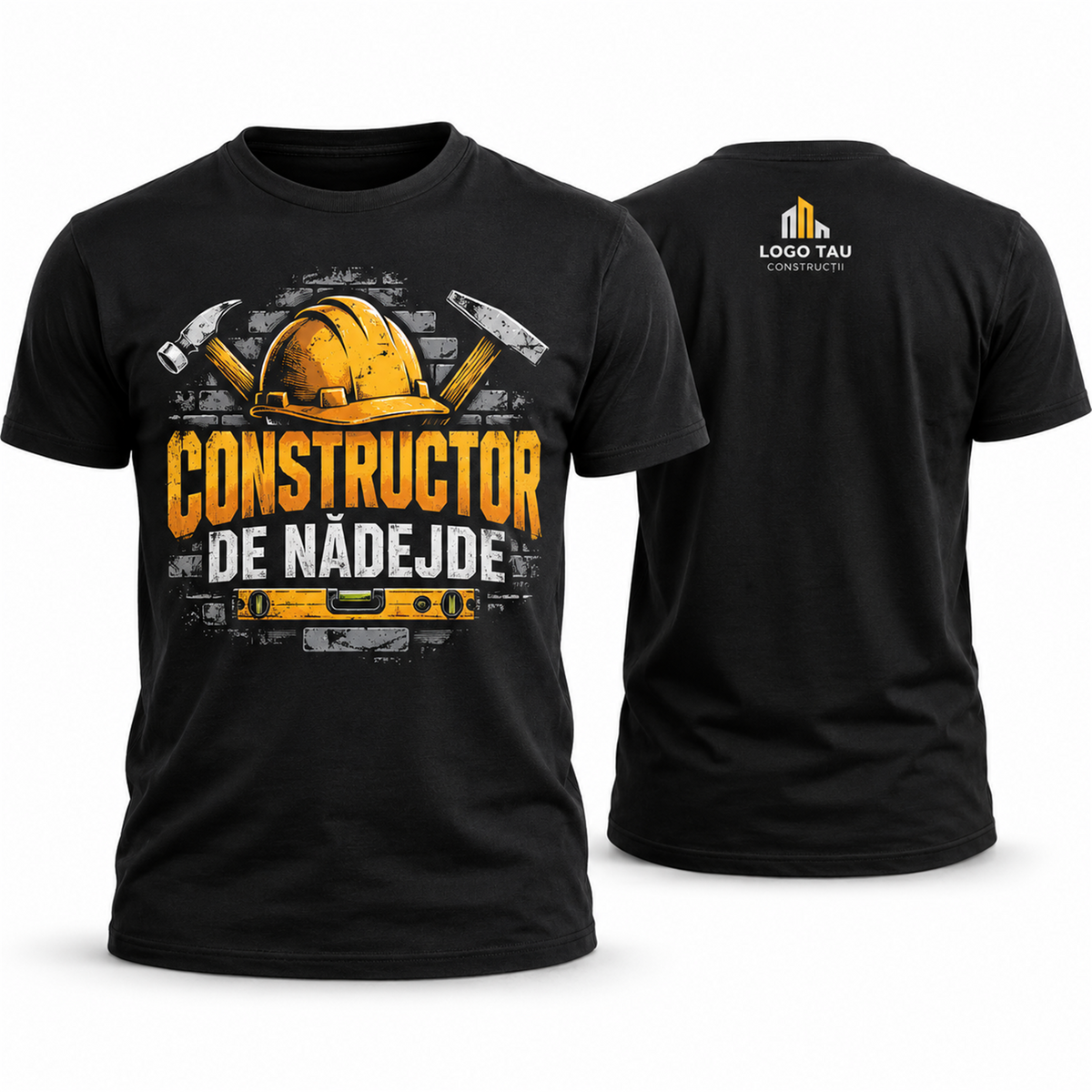 Tricou pentru constructori „Constructor de nădejde” – exemplu de personalizare