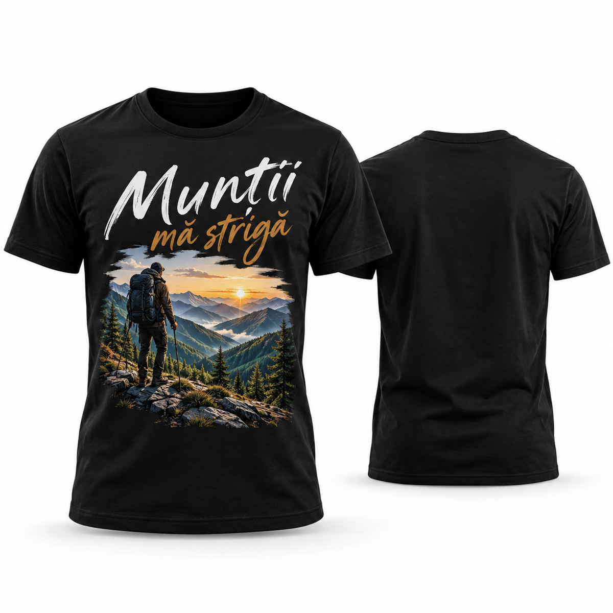 Tricou pentru drumeți „Munții mă strigă” – exemplu de personalizare