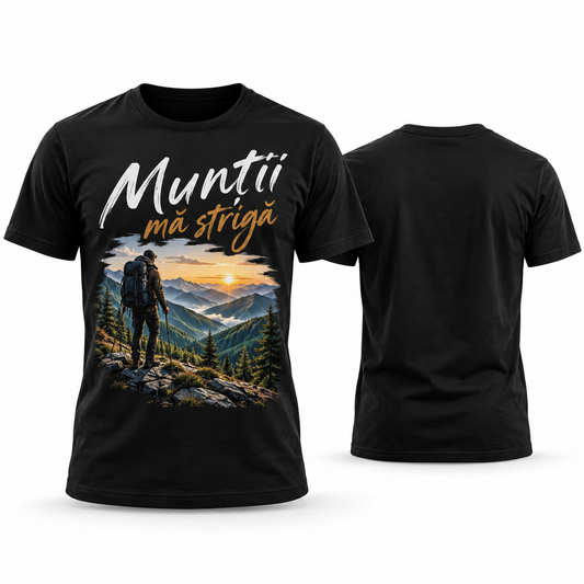 Tricou pentru drumeți „Munții mă strigă” – exemplu de personalizare