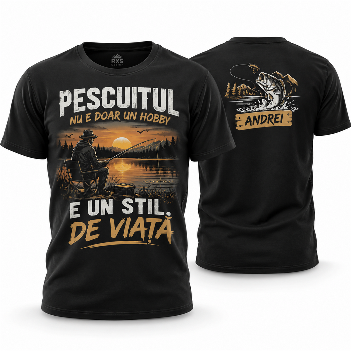 Tricou personalizat pentru pescari – exemplu de personalizare